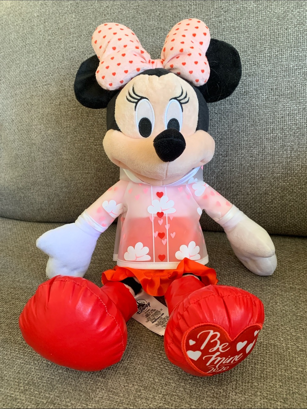 Be Mine 2020 Disney Minnie Mouse Plush wearing a Rain Coat 16”